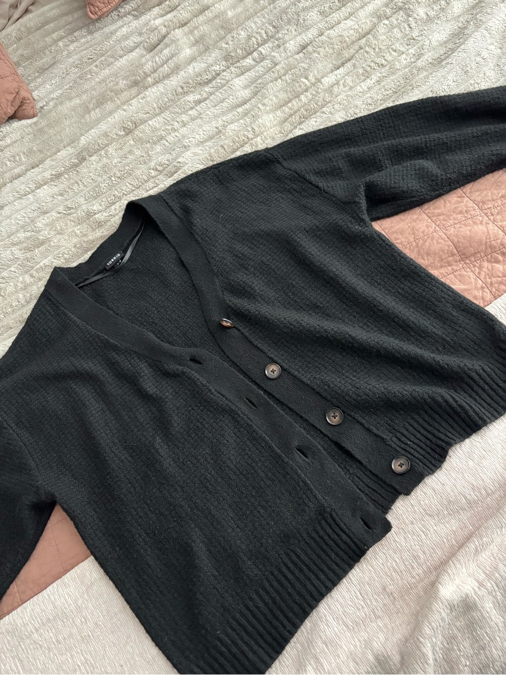 torrid Black Button-Front V-Neck Cardigan